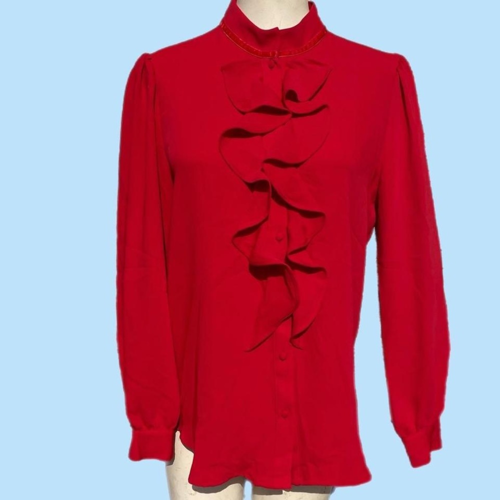 Elegant Red Ruffle Blouse size 1